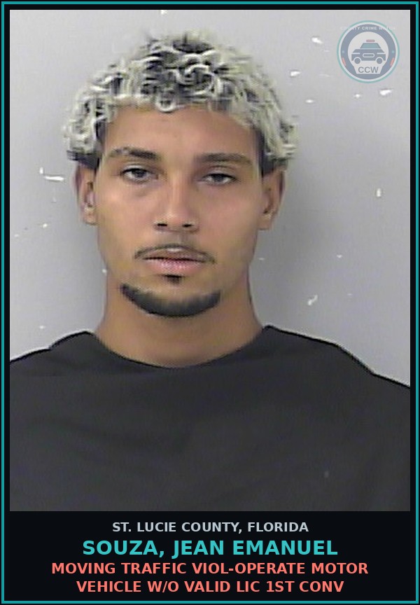 Booking mugshot of Souza, Jean Emanuel in St. Lucie County