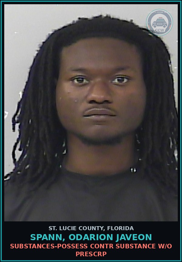 Booking mugshot of Spann, Odarion Javeon in St. Lucie County