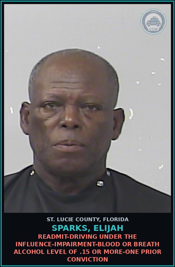 Booking mugshot of Sparks, Elijah in St. Lucie County