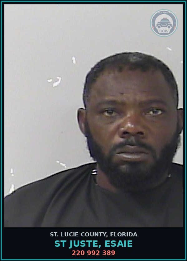 Booking mugshot of St Juste, Esaie in St. Lucie County