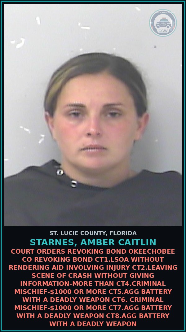 Booking mugshot of Starnes, Amber Caitlin in St. Lucie County