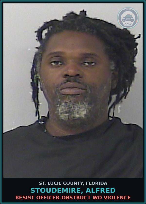 Booking mugshot of Stoudemire, Alfred in St. Lucie County