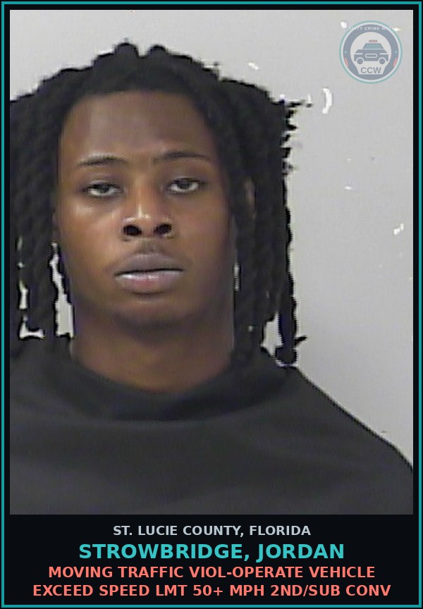 Booking mugshot of Strowbridge, Jordan in St. Lucie County