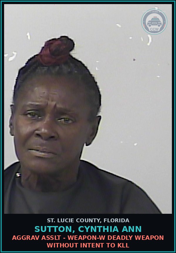 Booking mugshot of Sutton, Cynthia Ann in St. Lucie County