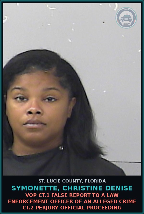 Booking mugshot of Symonette, Christine Denise in St. Lucie County