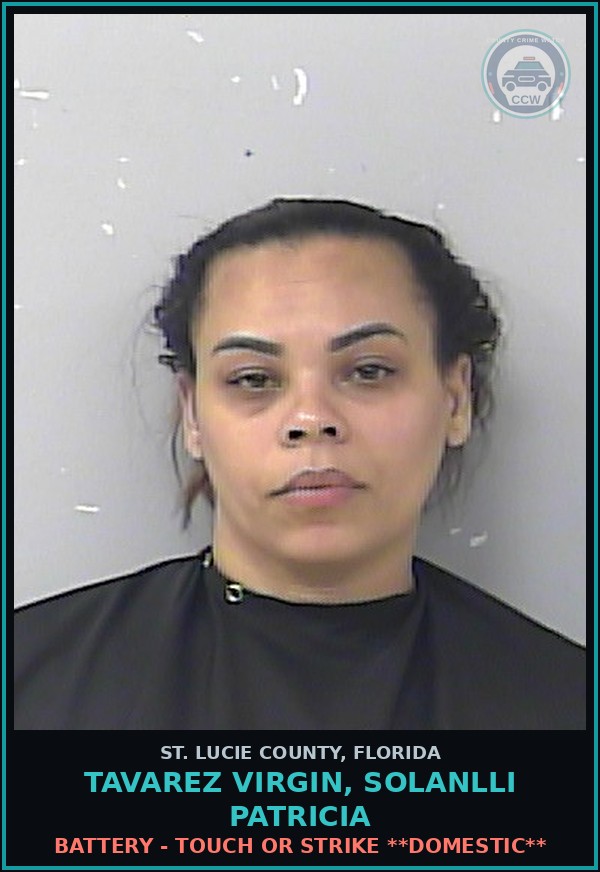 Booking mugshot of Tavarez Virgin, Solanlli Patricia in St. Lucie County