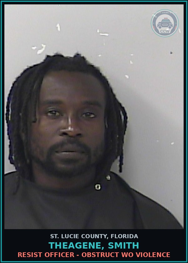 Booking mugshot of Theagene, Smith in St. Lucie County