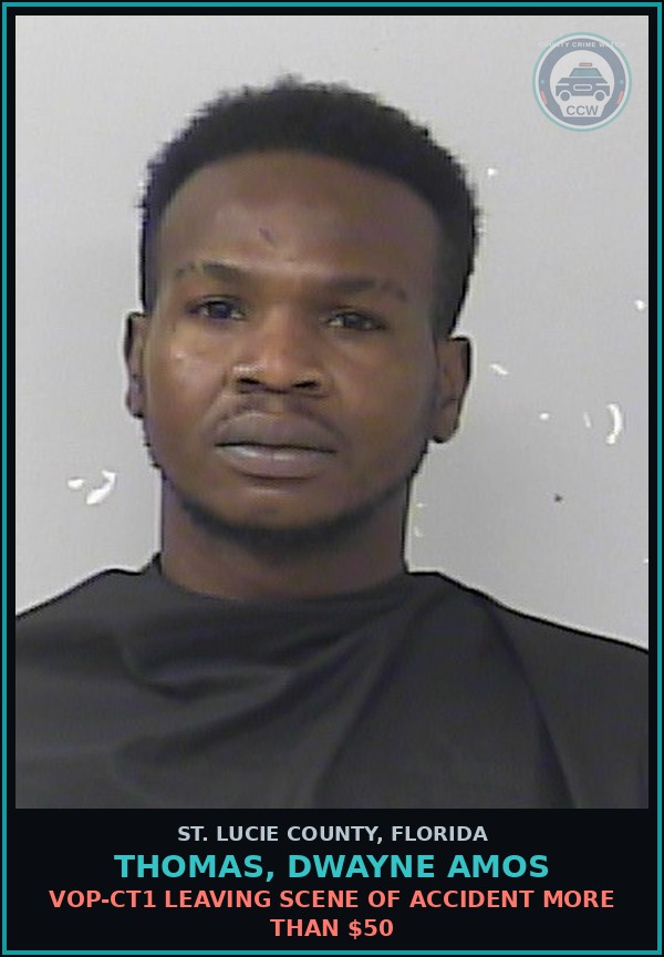 Booking mugshot of Thomas, Dwayne Amos in St. Lucie County