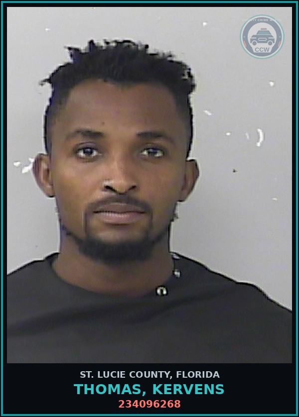 Booking mugshot of Thomas, Kervens in St. Lucie County
