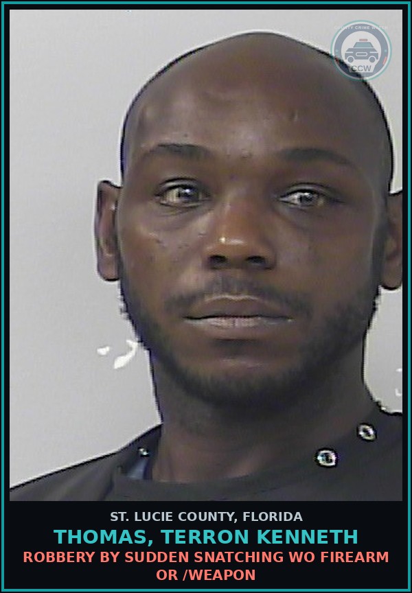 Booking mugshot of Thomas, Terron Kenneth in St. Lucie County