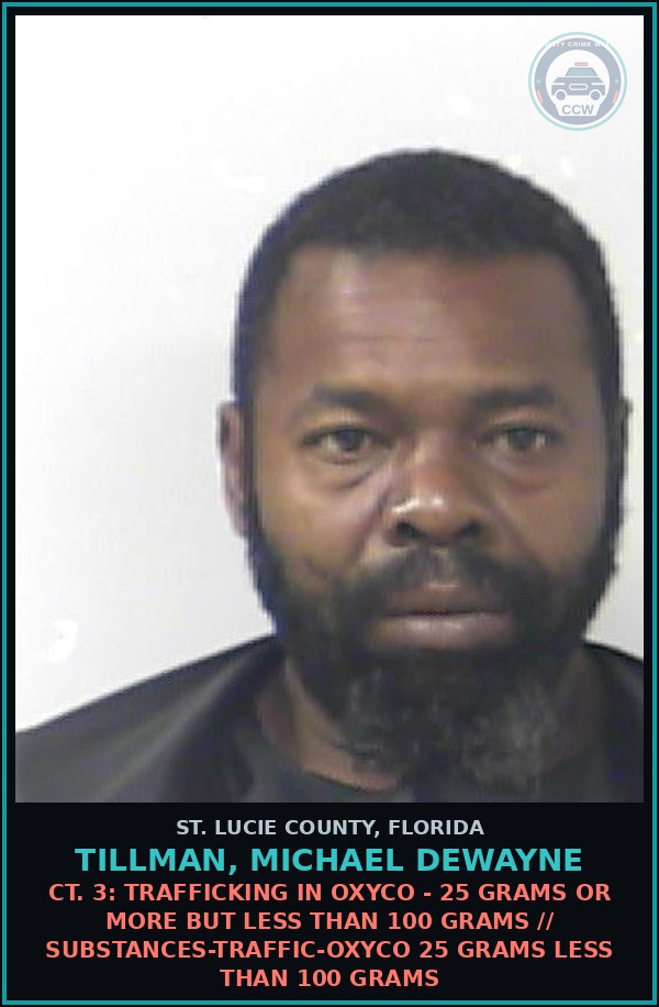 Booking mugshot of Tillman, Michael Dewayne in St. Lucie County