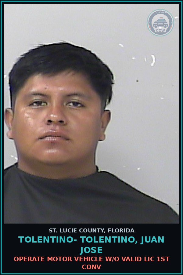 Booking mugshot of Tolentino- Tolentino, Juan Jose in St. Lucie County