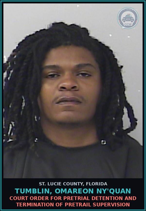 Booking mugshot of Tumblin, Omareon Ny'quan in St. Lucie County