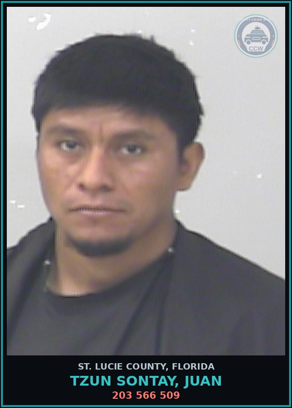 Booking mugshot of Tzun Sontay, Juan in St. Lucie County