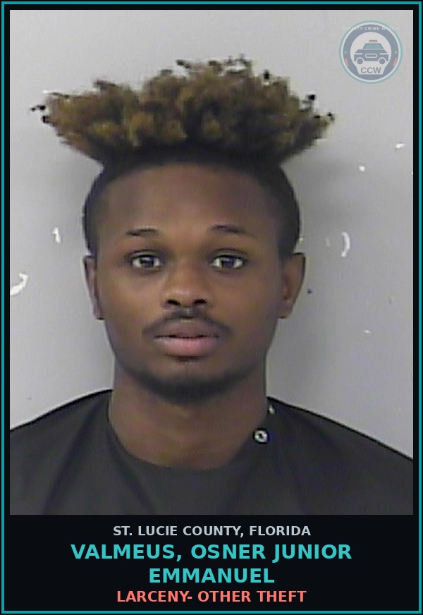 Booking mugshot of Valmeus, Osner Junior Emmanuel in St. Lucie County