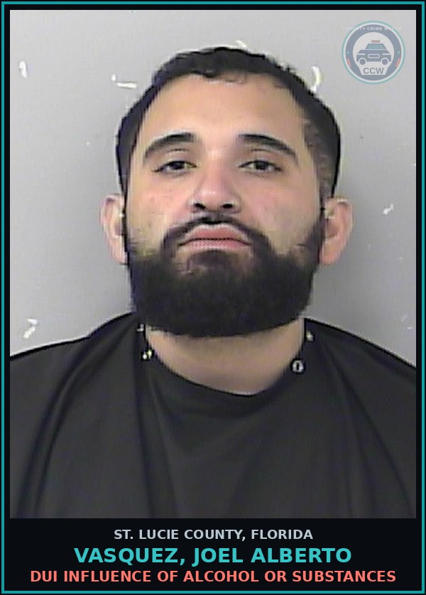 Booking mugshot of Vasquez, Joel Alberto in St. Lucie County