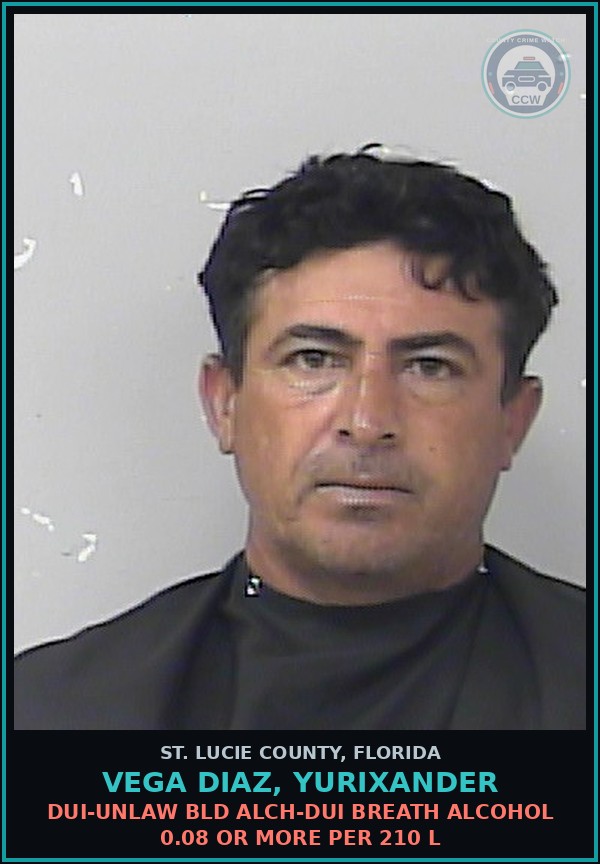Booking mugshot of Vega Diaz, Yurixander in St. Lucie County