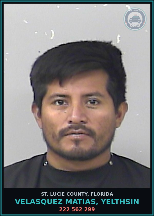 Booking mugshot of Velasquez Matias, Yelthsin in St. Lucie County