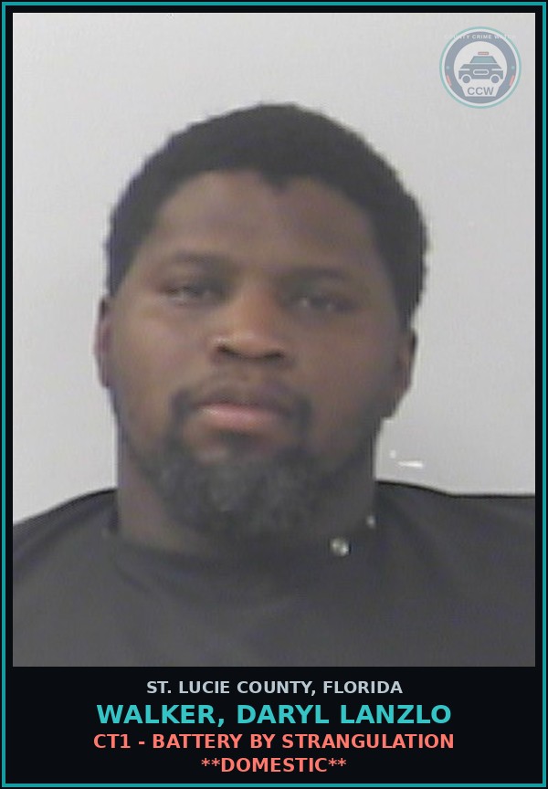 Booking mugshot of Walker, Daryl Lanzlo in St. Lucie County