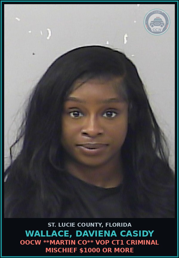 Booking mugshot of Wallace, Daviena Casidy in St. Lucie County