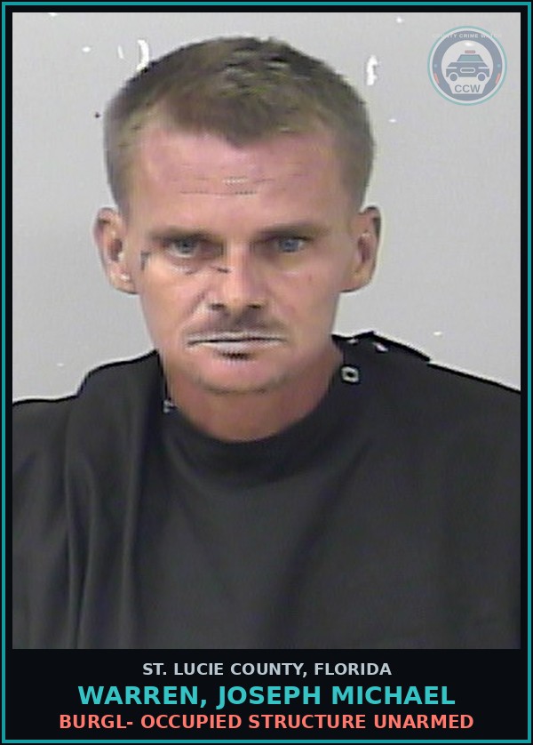Booking mugshot of Warren, Joseph Michael in St. Lucie County