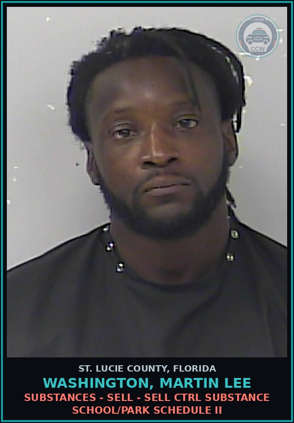Booking mugshot of Washington, Martin Lee in St. Lucie County