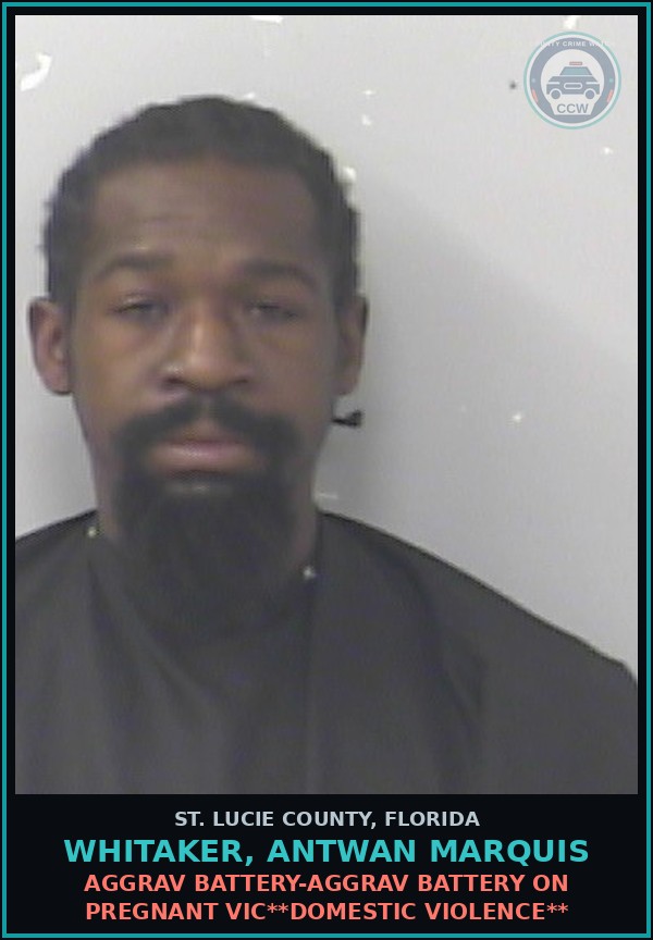 Booking mugshot of Whitaker, Antwan Marquis in St. Lucie County