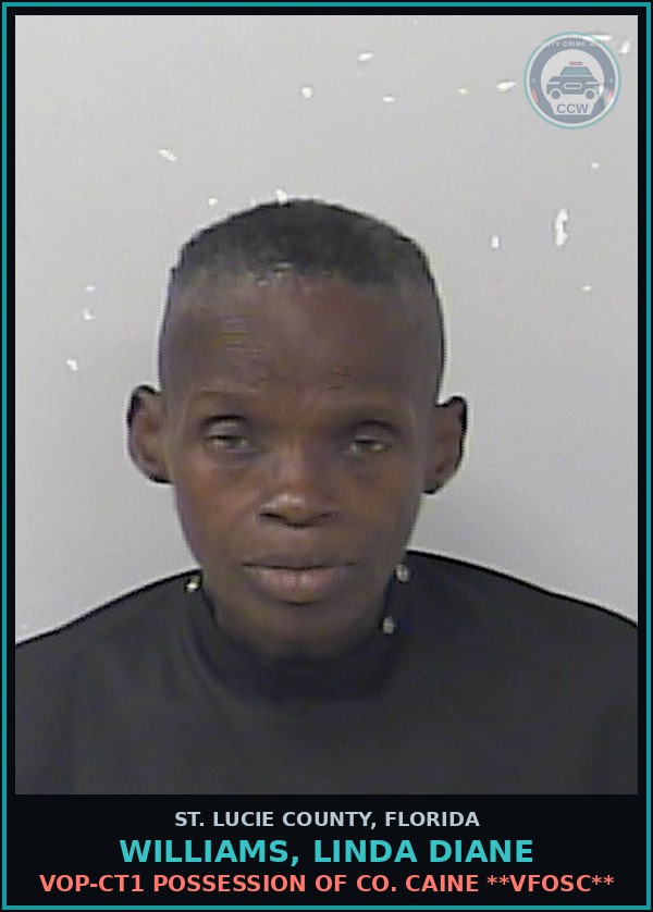 Booking mugshot of Williams, Linda Diane in St. Lucie County