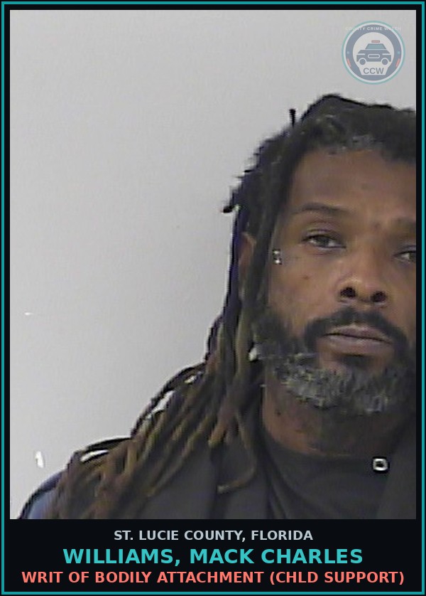 Booking mugshot of Williams, Mack Charles in St. Lucie County