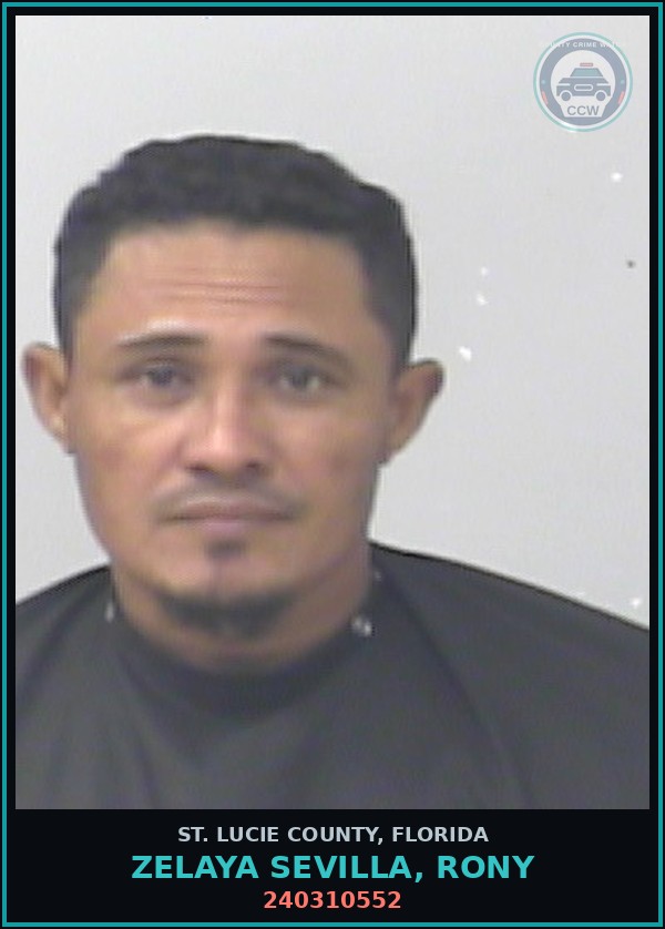 Booking mugshot of Zelaya Sevilla, Rony in St. Lucie County