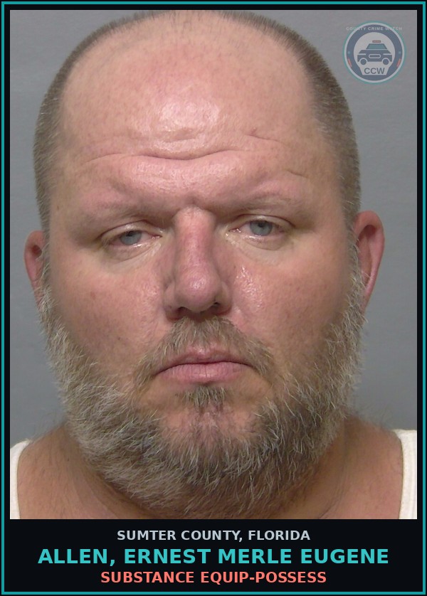Booking mugshot of ALLEN, ERNEST MERLE EUGENE in Sumter County