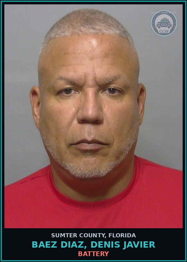 Booking mugshot of BAEZ DIAZ, DENIS JAVIER in Sumter County