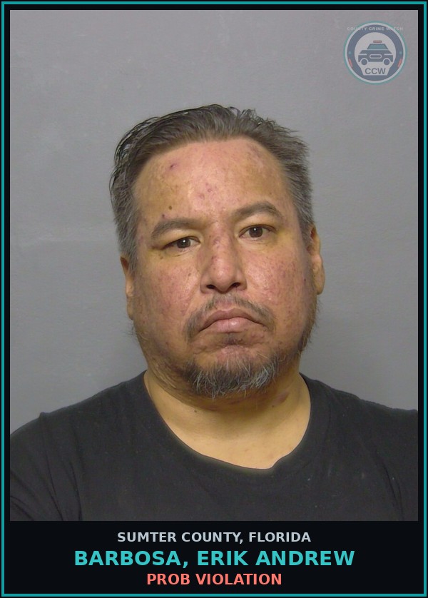Booking mugshot of BARBOSA, ERIK ANDREW in Sumter County