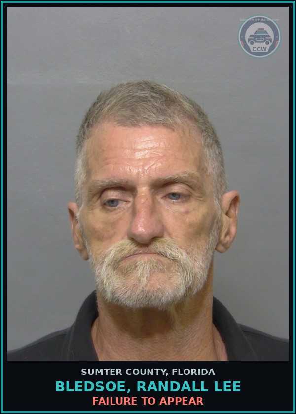 Booking mugshot of BLEDSOE, RANDALL LEE in Sumter County