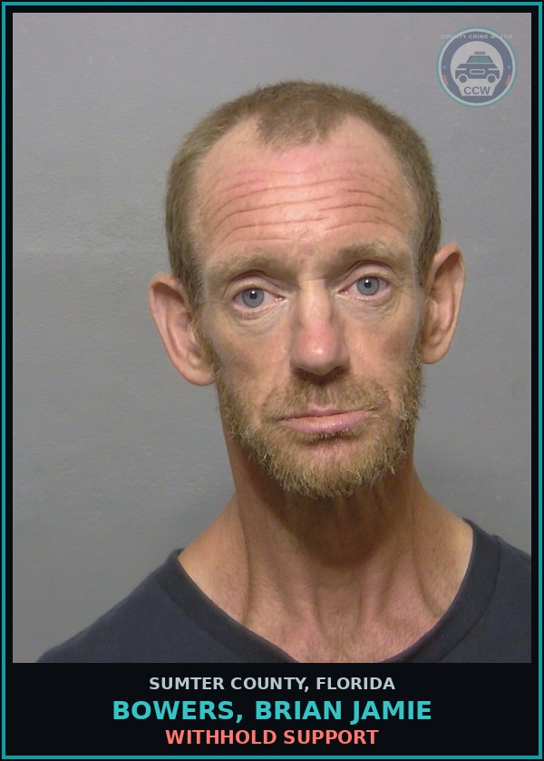 Booking mugshot of BOWERS, BRIAN JAMIE in Sumter County