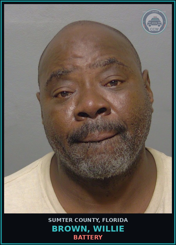 Booking mugshot of BROWN, WILLIE in Sumter County