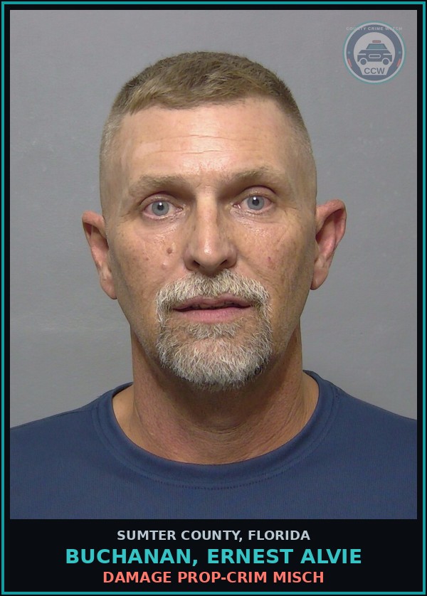 Booking mugshot of BUCHANAN, ERNEST ALVIE in Sumter County