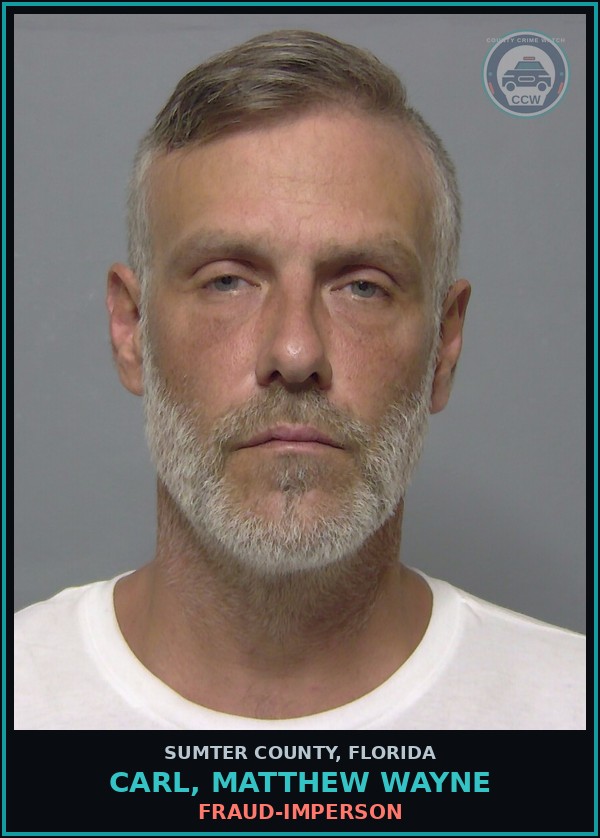 Booking mugshot of CARL, MATTHEW WAYNE in Sumter County