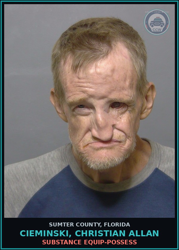 Booking mugshot of CIEMINSKI, CHRISTIAN ALLAN in Sumter County