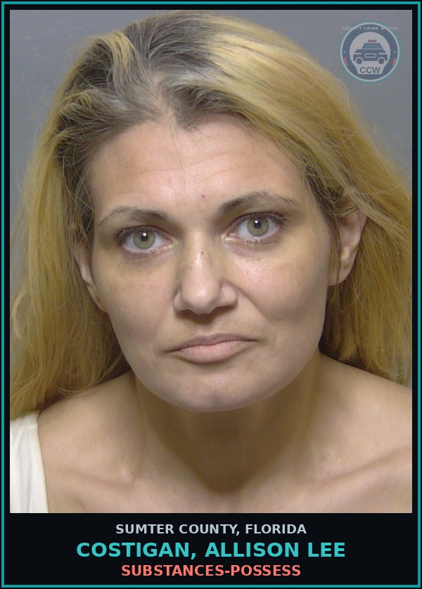 Booking mugshot of COSTIGAN, ALLISON LEE in Sumter County