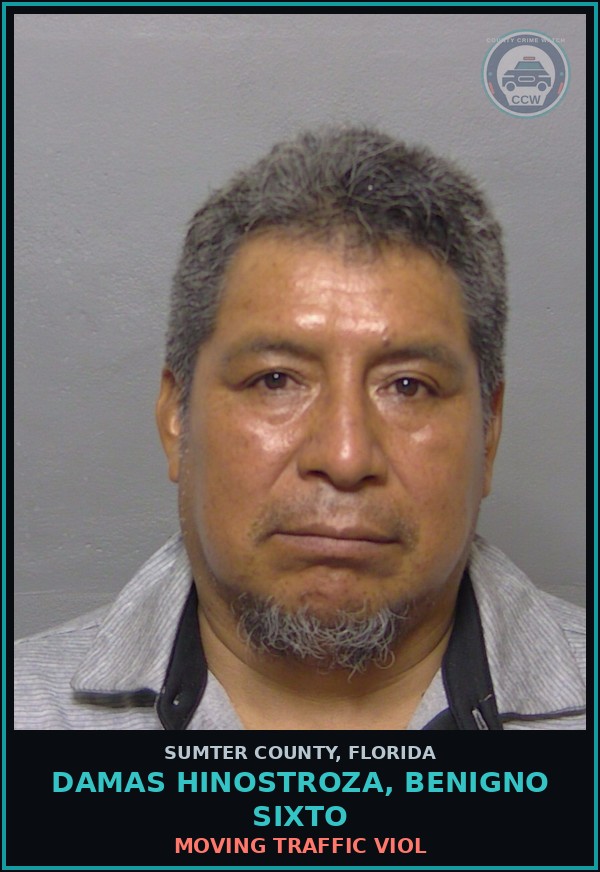 Booking mugshot of DAMAS HINOSTROZA, BENIGNO SIXTO in Sumter County