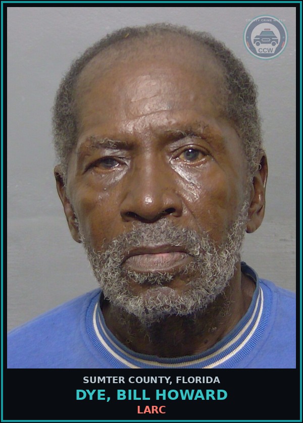 Booking mugshot of DYE, BILL HOWARD in Sumter County