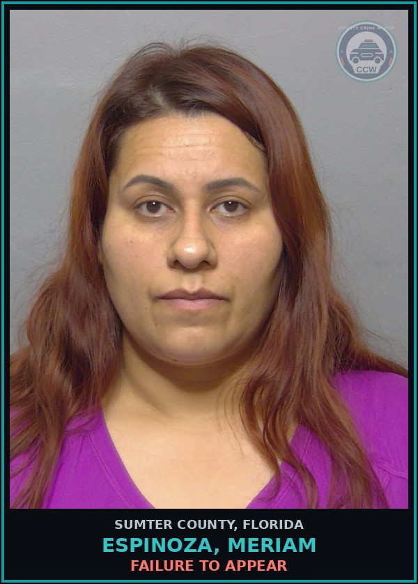 Booking mugshot of ESPINOZA, MERIAM in Sumter County