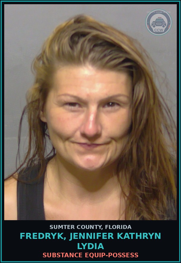 Booking mugshot of FREDRYK, JENNIFER KATHRYN LYDIA in Sumter County