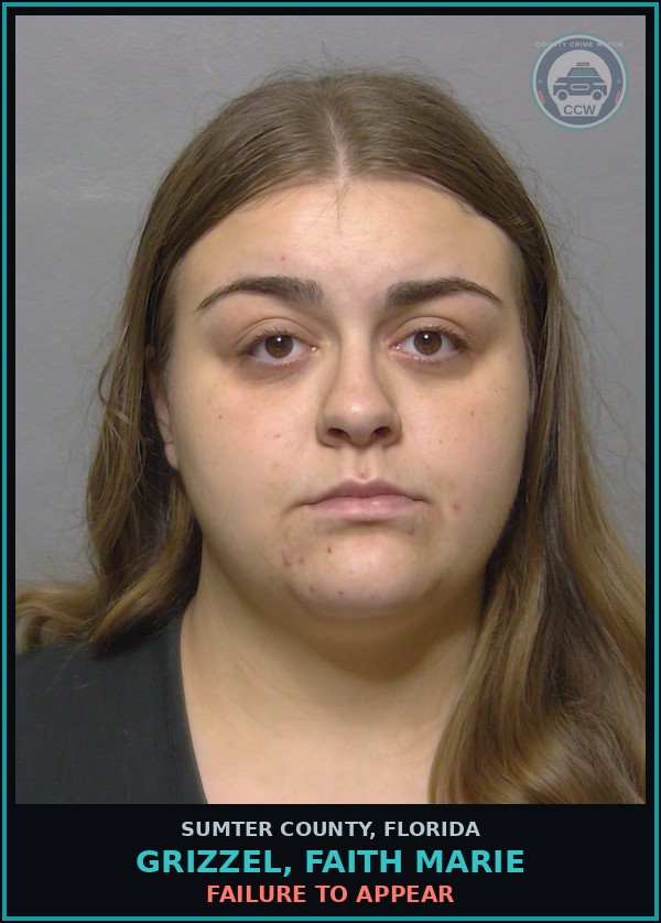 Booking mugshot of GRIZZEL, FAITH MARIE in Sumter County