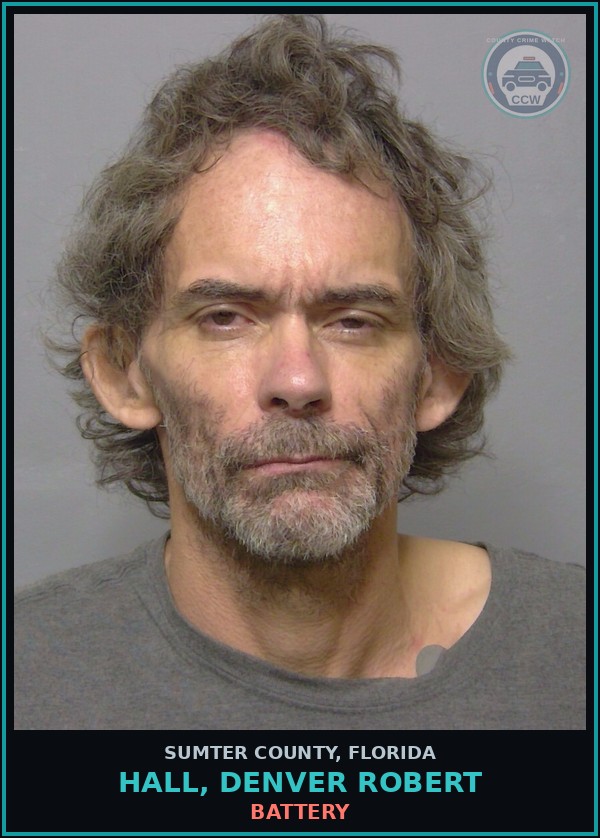 Booking mugshot of HALL, DENVER ROBERT in Sumter County