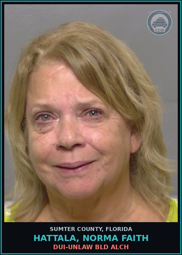Booking mugshot of HATTALA, NORMA FAITH in Sumter County