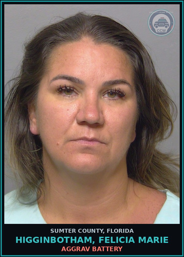Booking mugshot of HIGGINBOTHAM, FELICIA MARIE in Sumter County