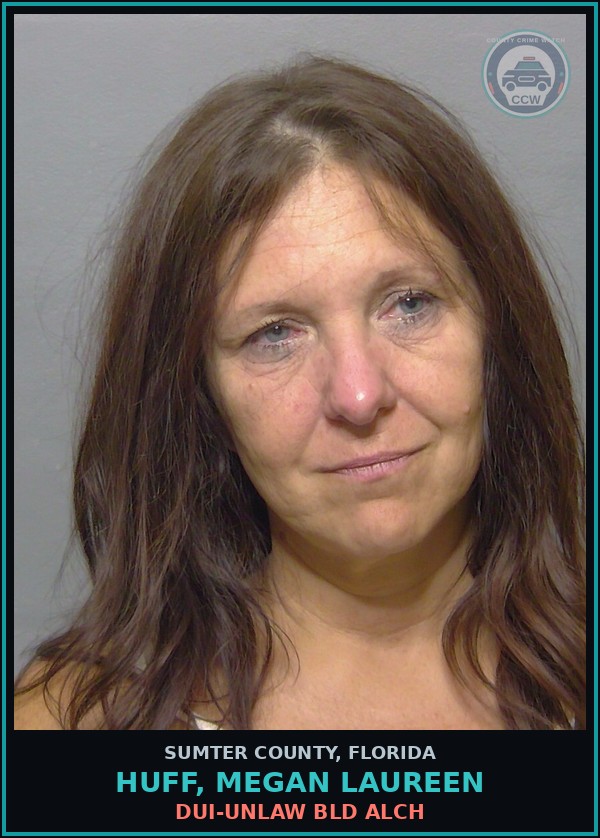 Booking mugshot of HUFF, MEGAN LAUREEN in Sumter County