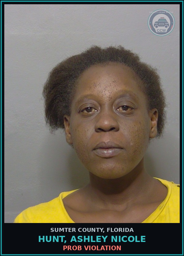 Booking mugshot of HUNT, ASHLEY NICOLE in Sumter County